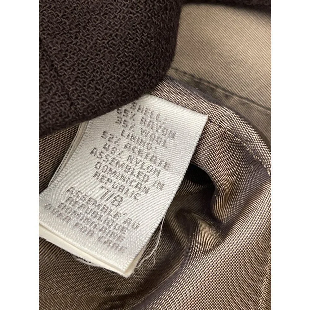 Express Tailleur Women Brown Wool Blend Double Breasted Jacket Size 7/8